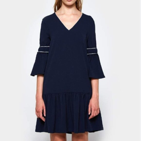 Ganni Clark Dress Total Eclipse Bell Sleeve - Picture 2 of 13